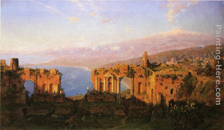 Ruins of the Roman Theatre at Taormina, Sicily painting - William Stanley Haseltine Ruins of the Roman Theatre at Taormina, Sicily art painting